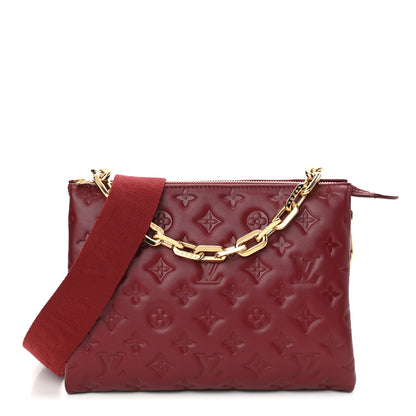 Louis Vuitton Lambskin Embossed Monogram Coussin PM Wine 1 of 12