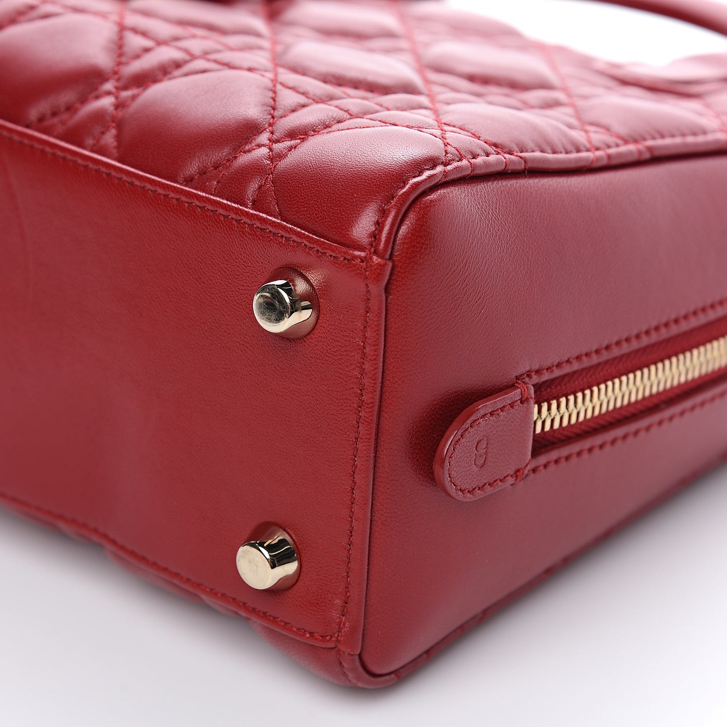 Lambskin Cannage Lily Tote Dark Red
