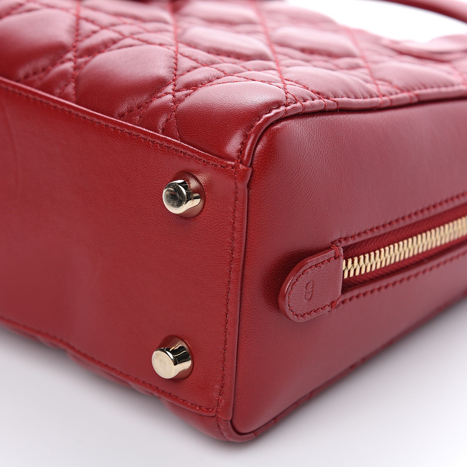 Christian Dior Lambskin Cannage Lily Tote Dark Red 7 of 9