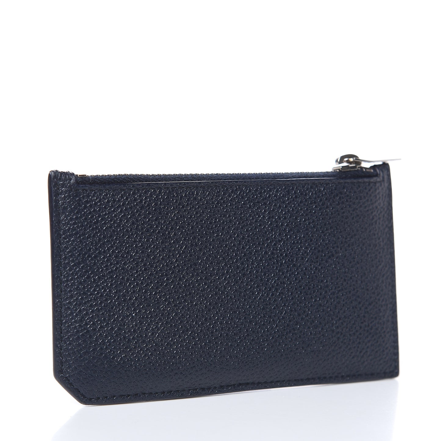Grained Calfskin 5 Fragments Zip Pouch Card Holder Deep Marine