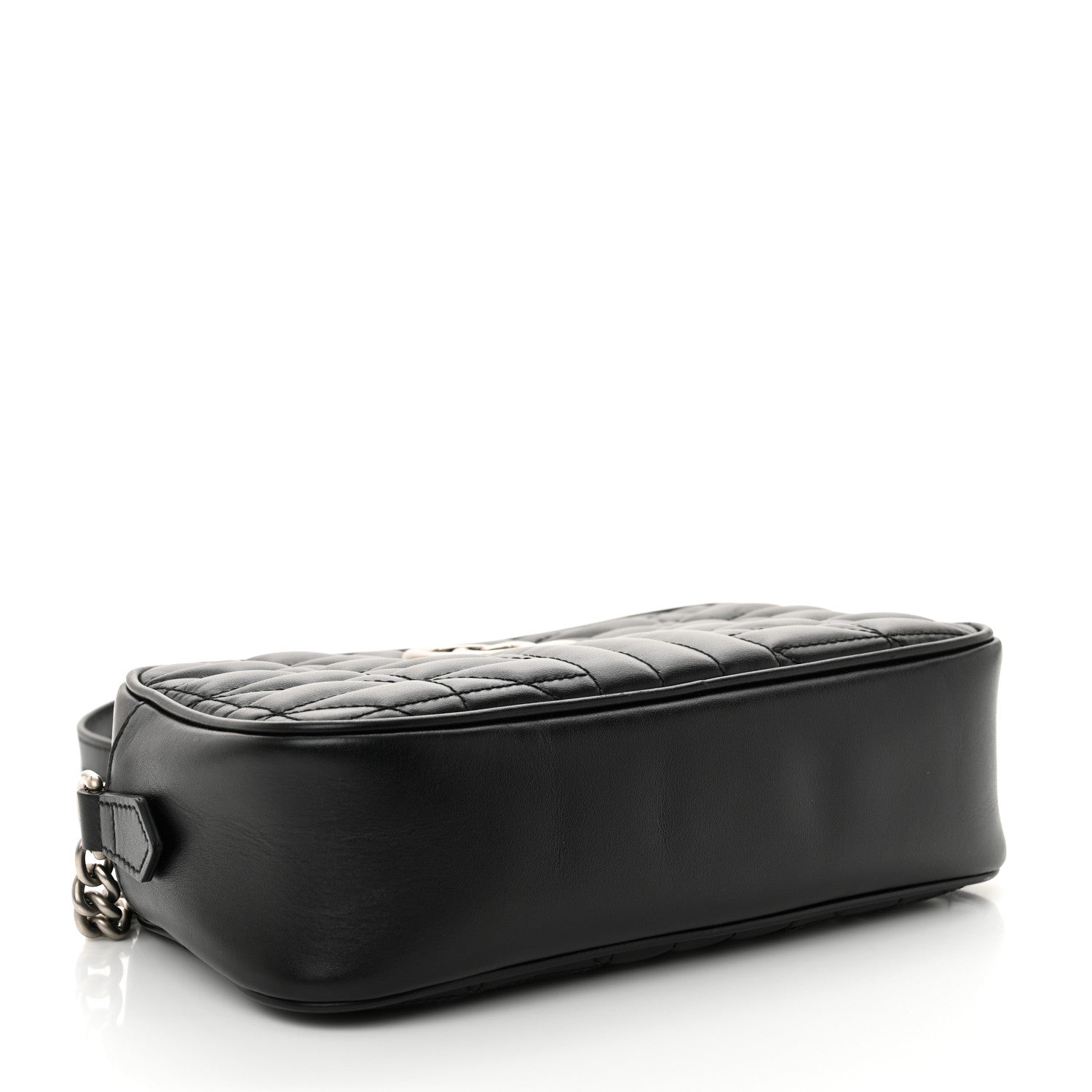Gucci Calfskin Matelasse Aria Small GG Marmont Chain Shoulder Bag Black 4 of 11