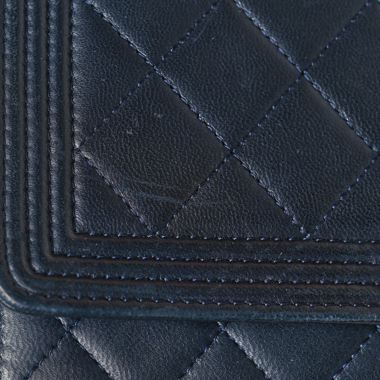 Lambskin Quilted Boy Wallet On Chain WOC Navy Blue
