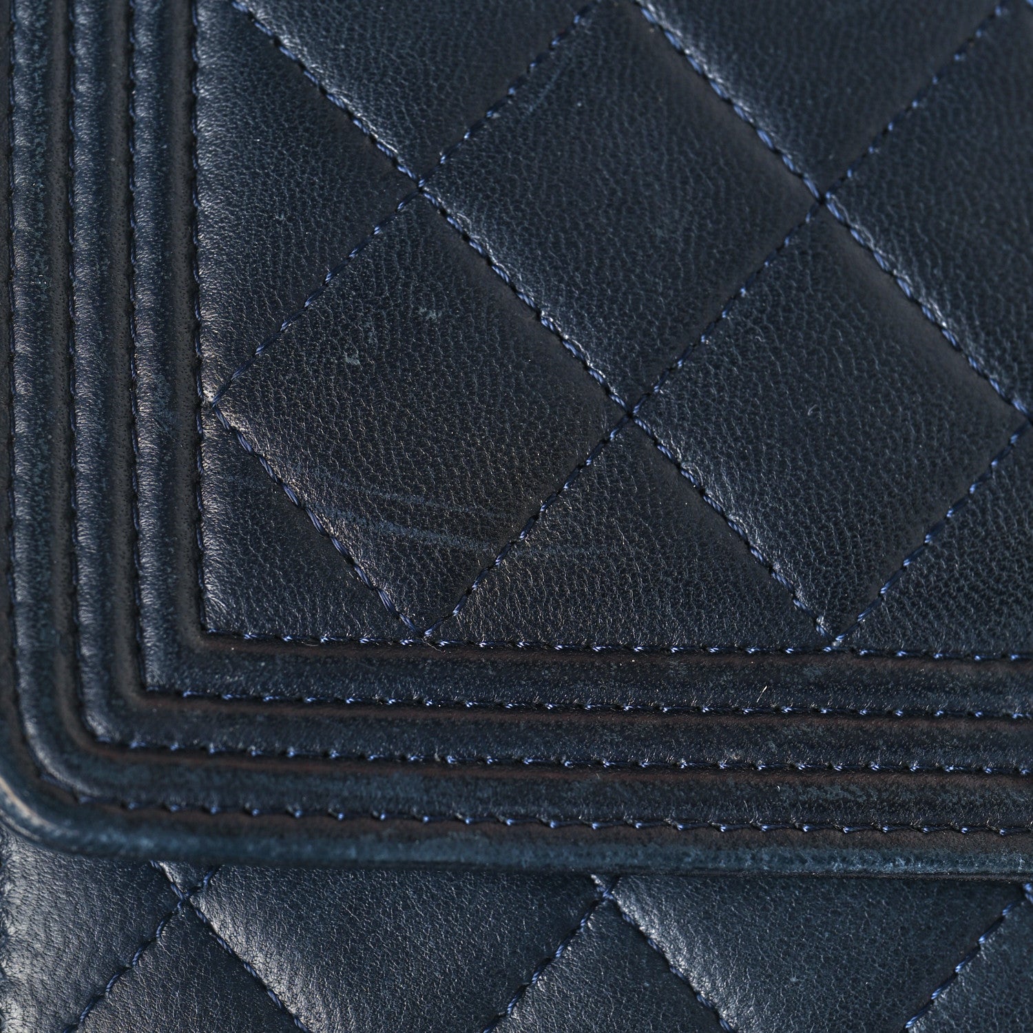 Chanel Lambskin Quilted Boy Wallet On Chain WOC Navy Blue 15 of 16