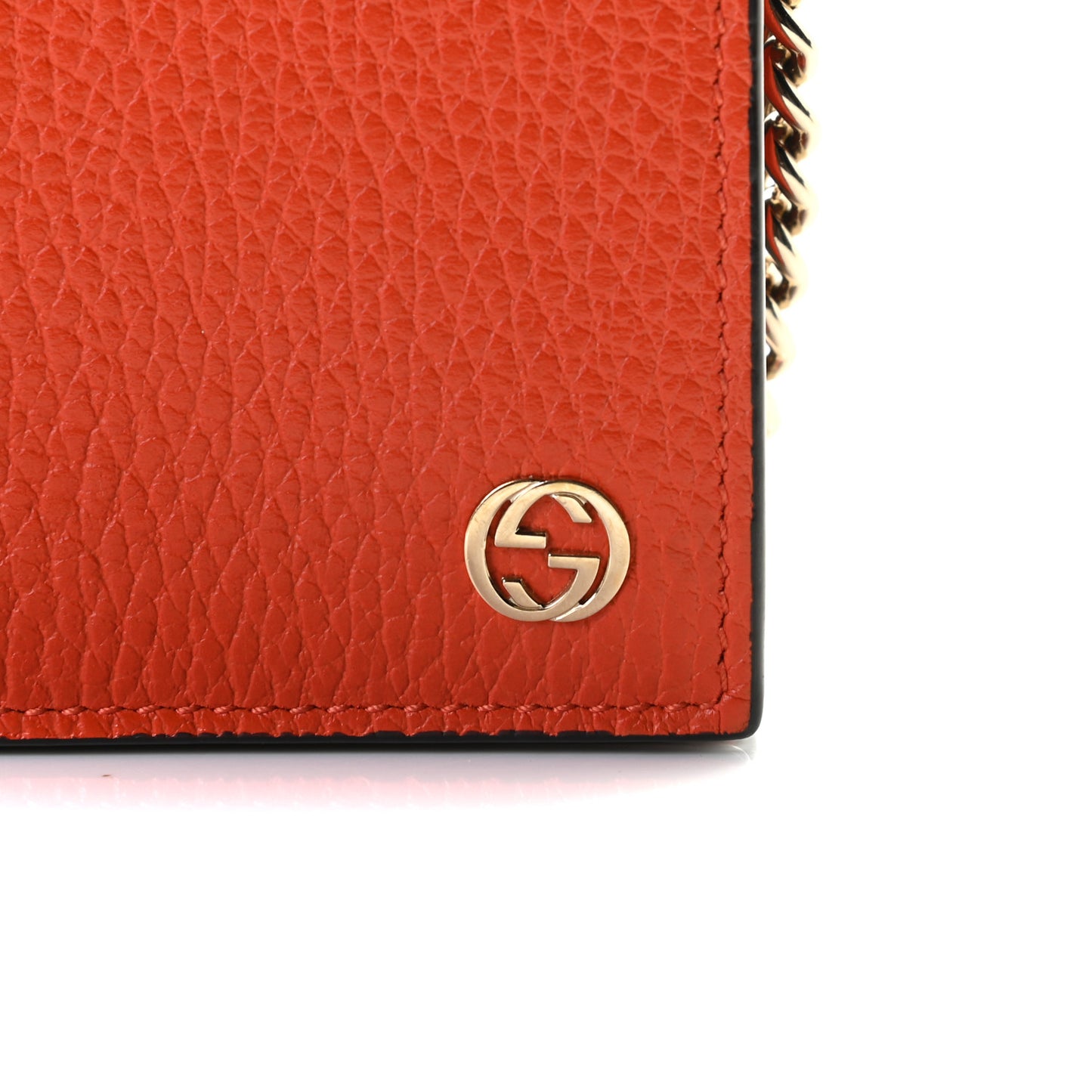 Dollar Calfskin Medium Betty Chain Wallet Sun Orange