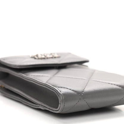 Chanel Lambskin Quilted Chanel 19 Phone Holder With Chain Grey 13 of 15