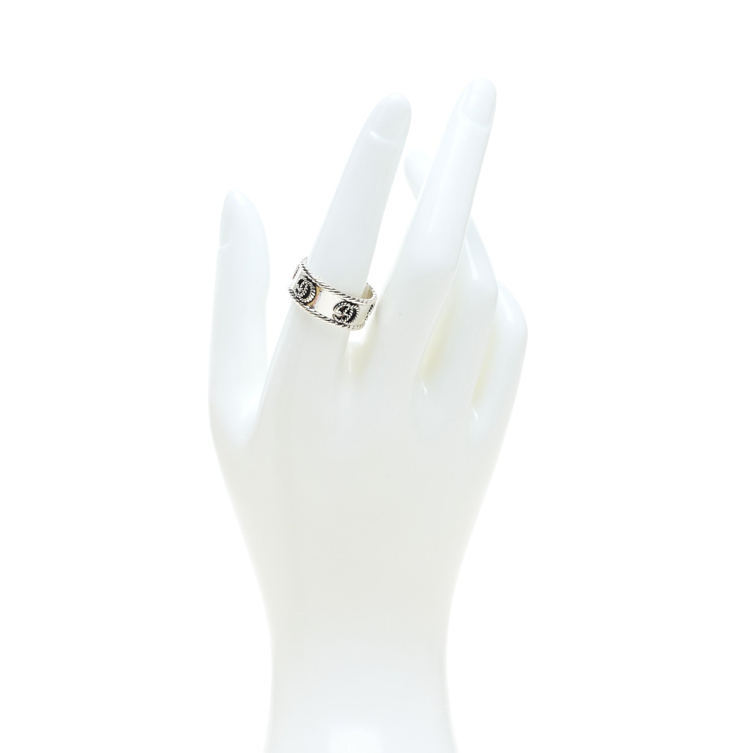 Gucci Sterling Silver Torchon GG Marmont Ring 57 8 2 of 7