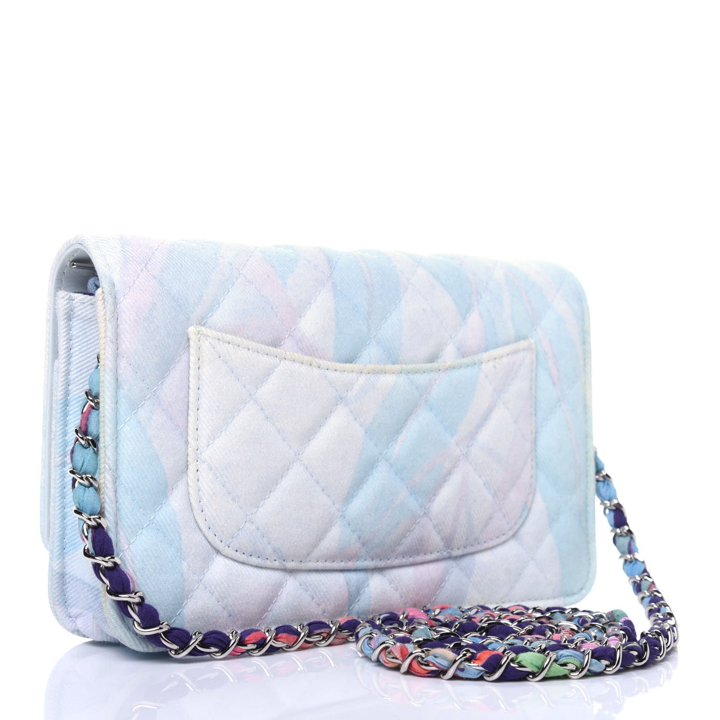 Canvas Quilted Jungle Jeans Wallet on Chain WOC Multicolor