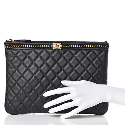 Chanel Calfskin Quilted Medium Boy Chain Around Cosmetic Case Black 2 of 7
