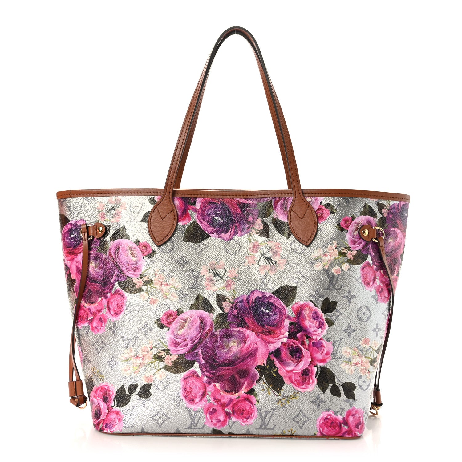 Louis Vuitton Metallic Monogram LV Garden Neverfull MM Silver 1 of 9