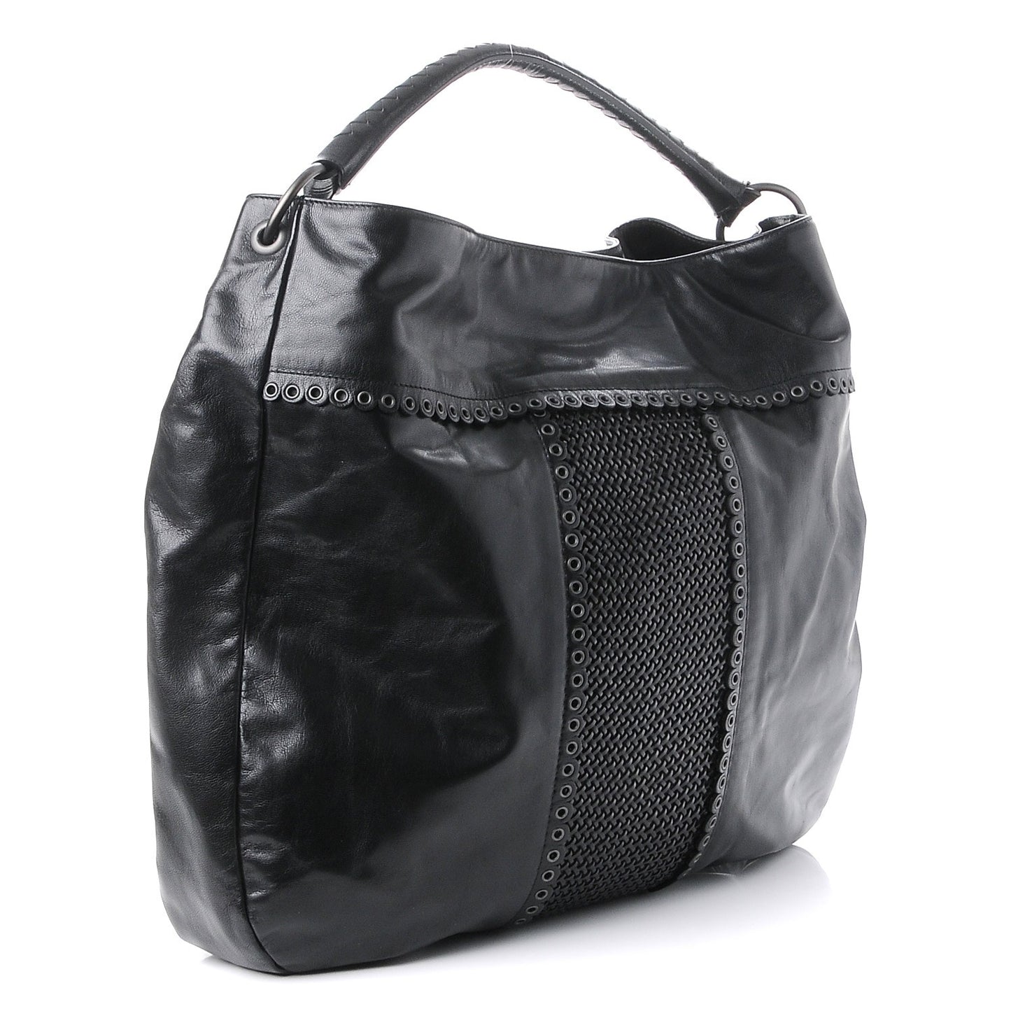 Nappa Grommet Oversized Hobo Black