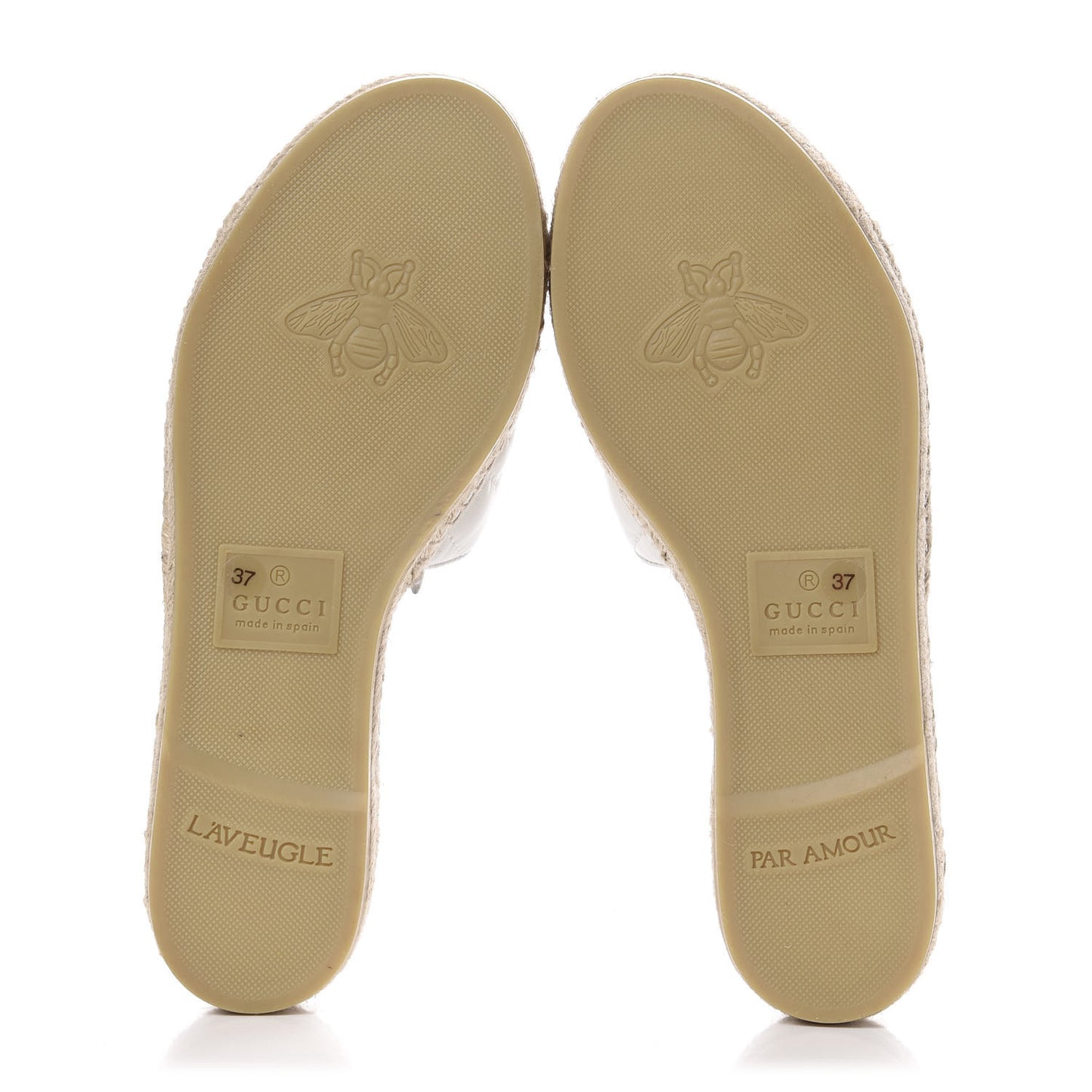 Nappa Matelasse GG Marmont Espadrille Slide Sandals 37 Great White