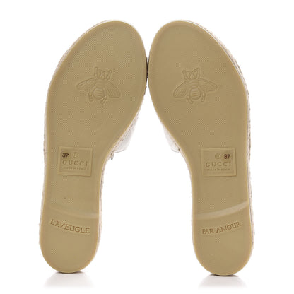 Gucci Nappa Matelasse GG Marmont Espadrille Slide Sandals 37 Great White 5 of 9