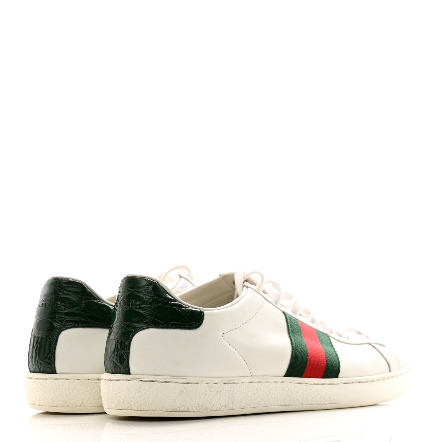 Gucci Calfskin Ayers Bee Embroidered Womens Ace Sneakers 38 White Green 4 of 11