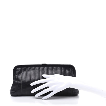 Chanel Lambskin Vertical Quilted Mademoiselle Clutch Black 2 of 10