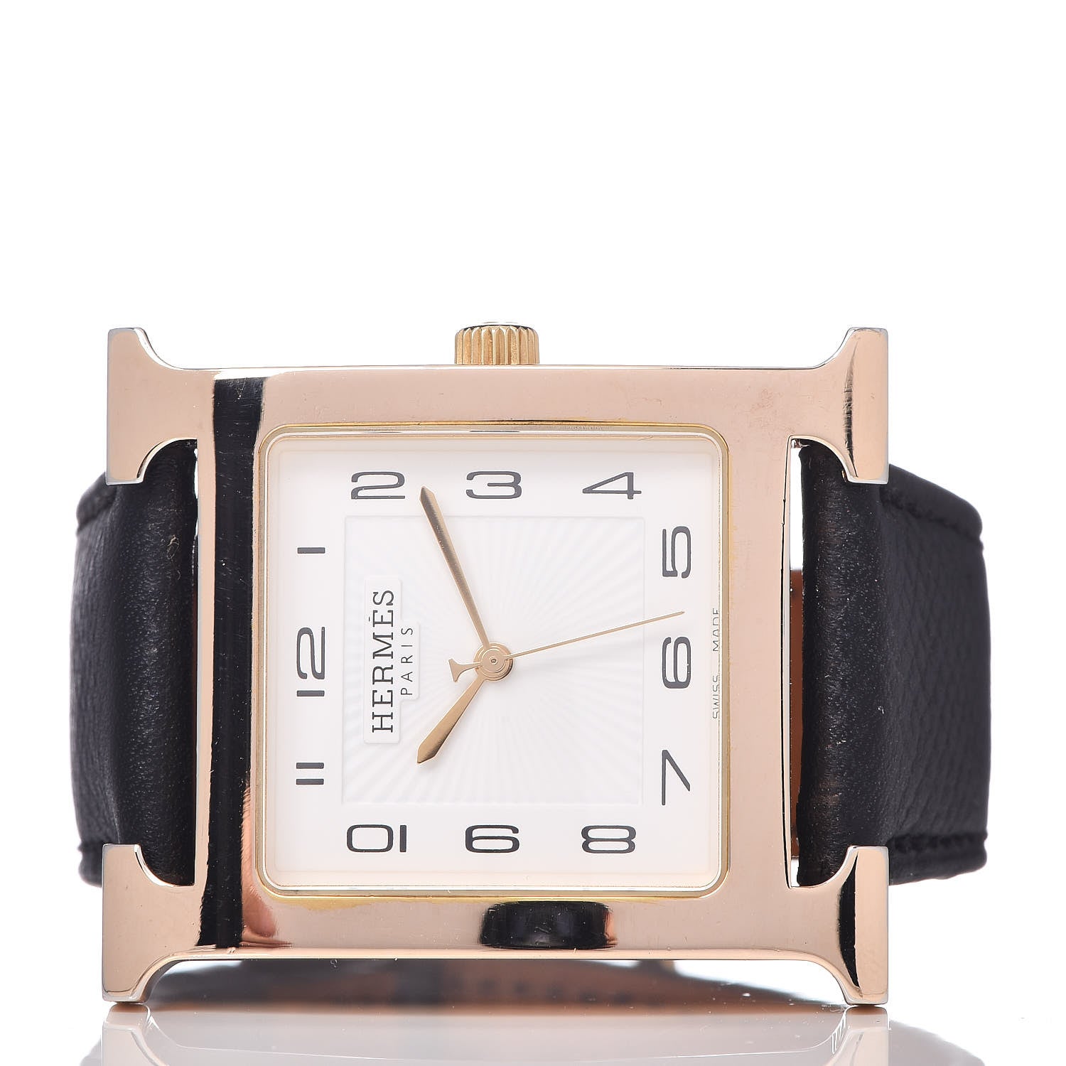 Hermes Stainless Steel Epsom 30.5mm Heure H Hour Quartz Watch Noir 3 of 9