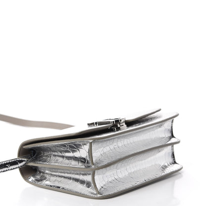 Burberry Metallic Patent Crocodile Embossed Small TB Shoulder Bag Silver 4 of 9
