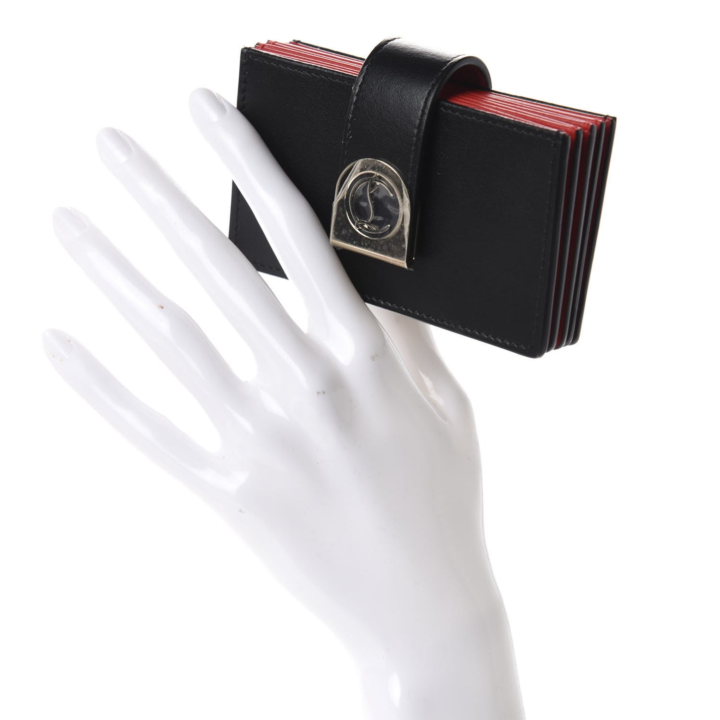 Calfskin Elisa Accordion Card Holder Black Gold