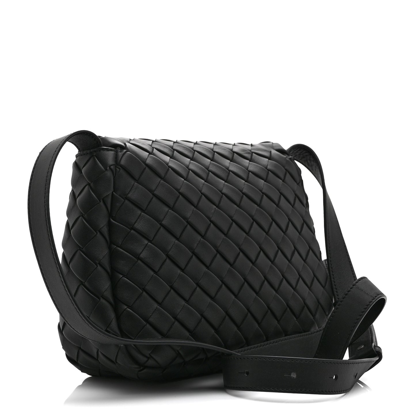Nappa Intrecciato Small Cobble Messenger Bag Black