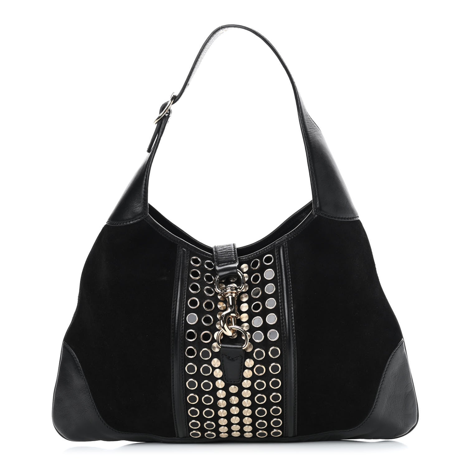 Gucci Suede Studded Medium Jackie O Bouvier Hobo Black 1 of 8