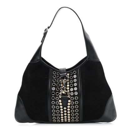 Gucci Suede Studded Medium Jackie O Bouvier Hobo Black 1 of 8