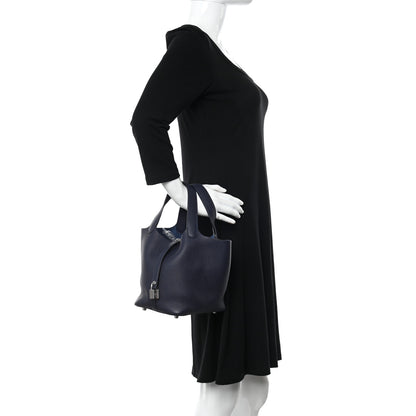 Hermes Taurillon Clemence Picotin Lock 18 PM Bleu Nuit 2 of 12
