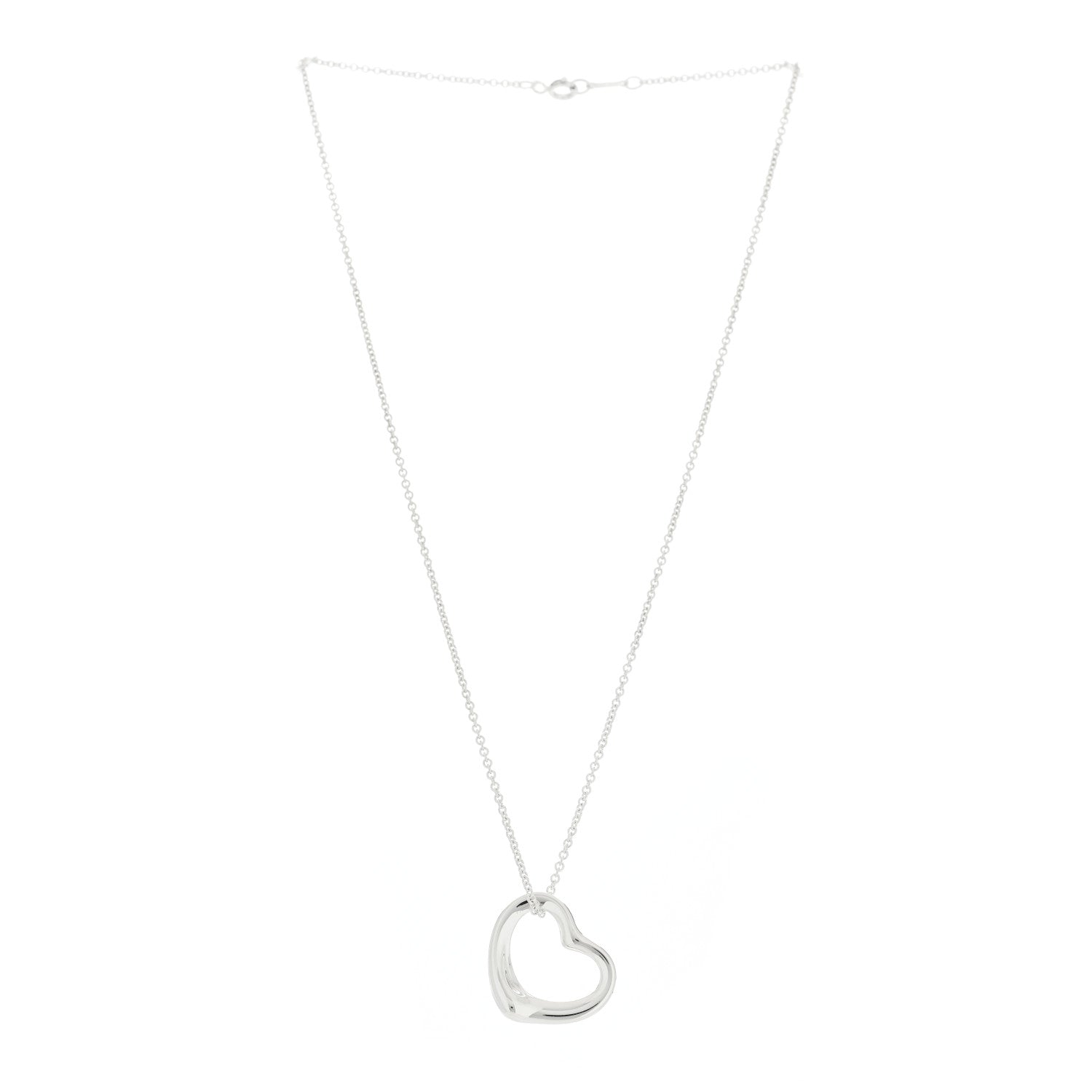 Tiffany Sterling Silver 22mm Elsa Peretti Open Heart Pendant Necklace 3 of 9