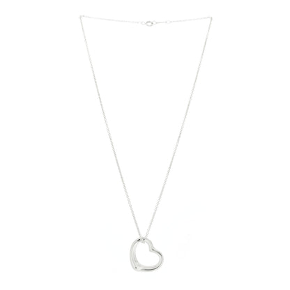 Tiffany Sterling Silver 22mm Elsa Peretti Open Heart Pendant Necklace 3 of 9