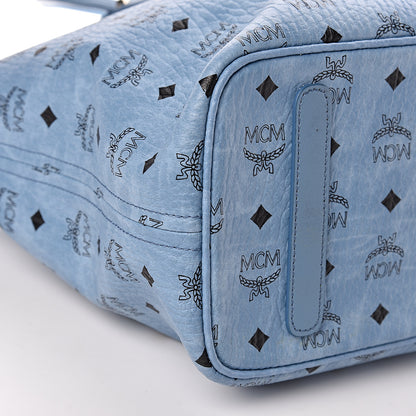 MCM Visetos Medium Anya Zip Top Shopper Tote Blue 9 of 12