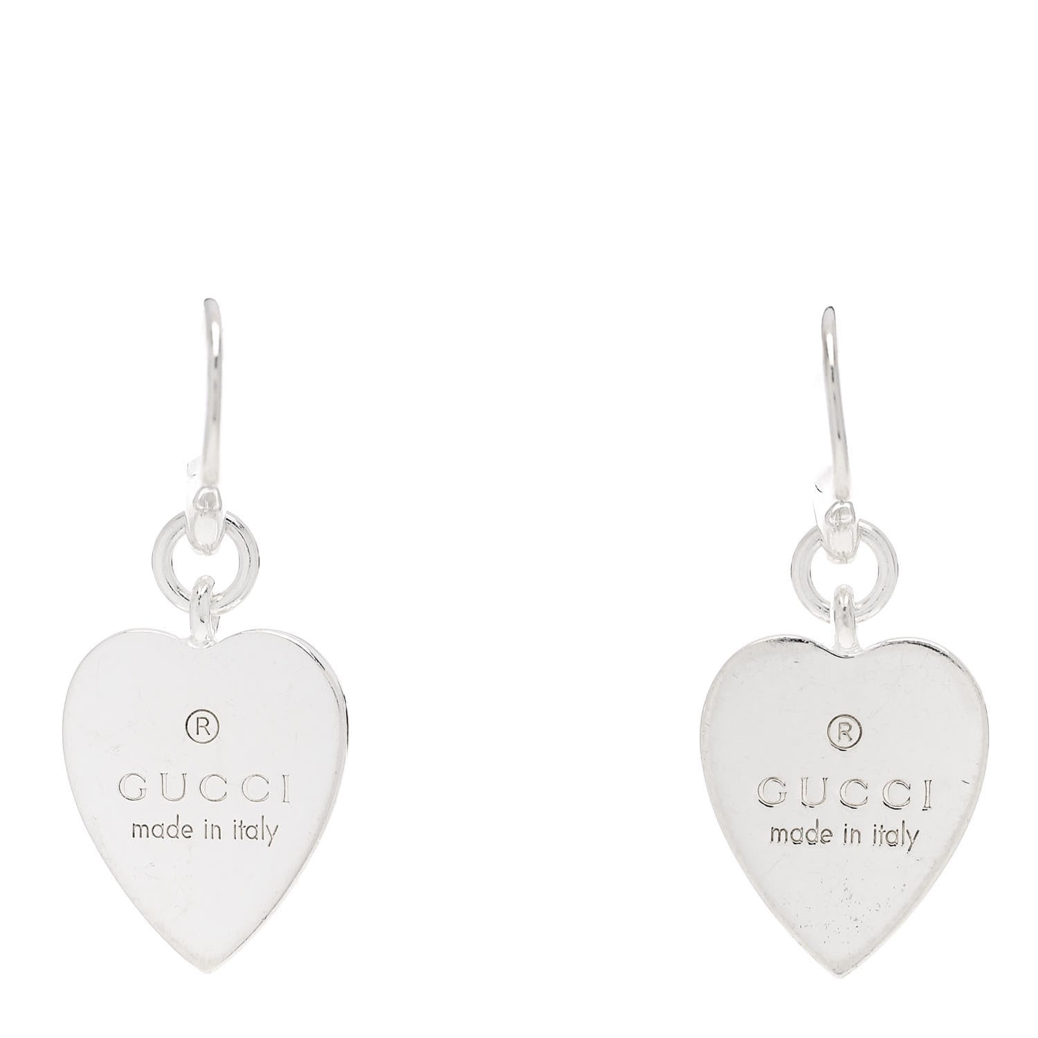 Gucci Sterling Silver Trademark Heart Drop Earrings 1 of 4