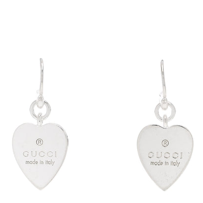 Gucci Sterling Silver Trademark Heart Drop Earrings 1 of 4