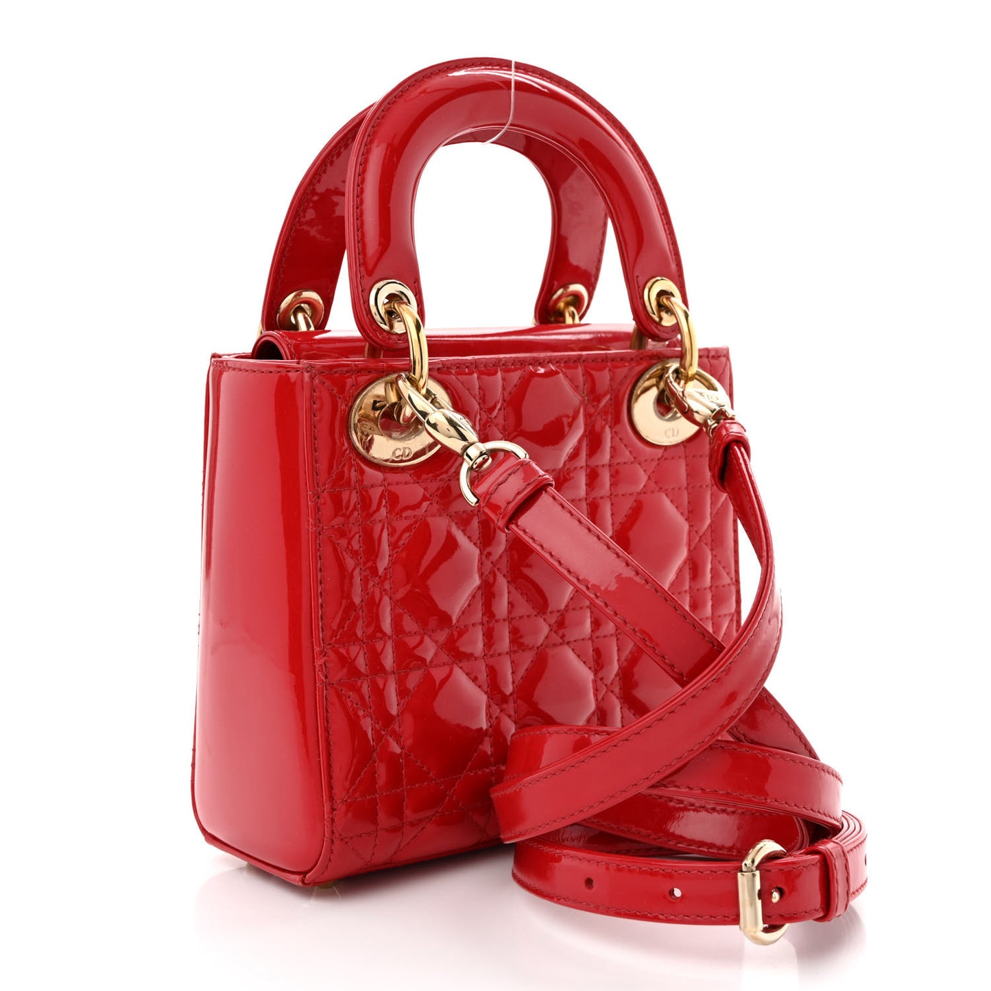 Patent Cannage Mini Lady Dior Red
