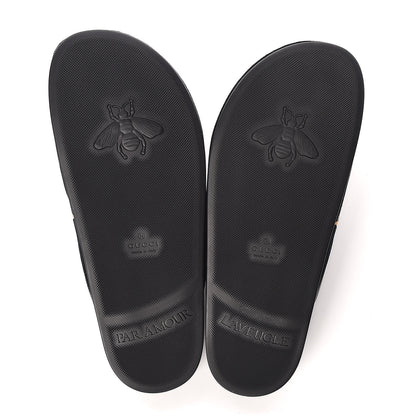 Gucci Softy Velvet Malaga Kid Bee Star Embroidered Womens Horsebit River Slippers 37 Black 5 of 10
