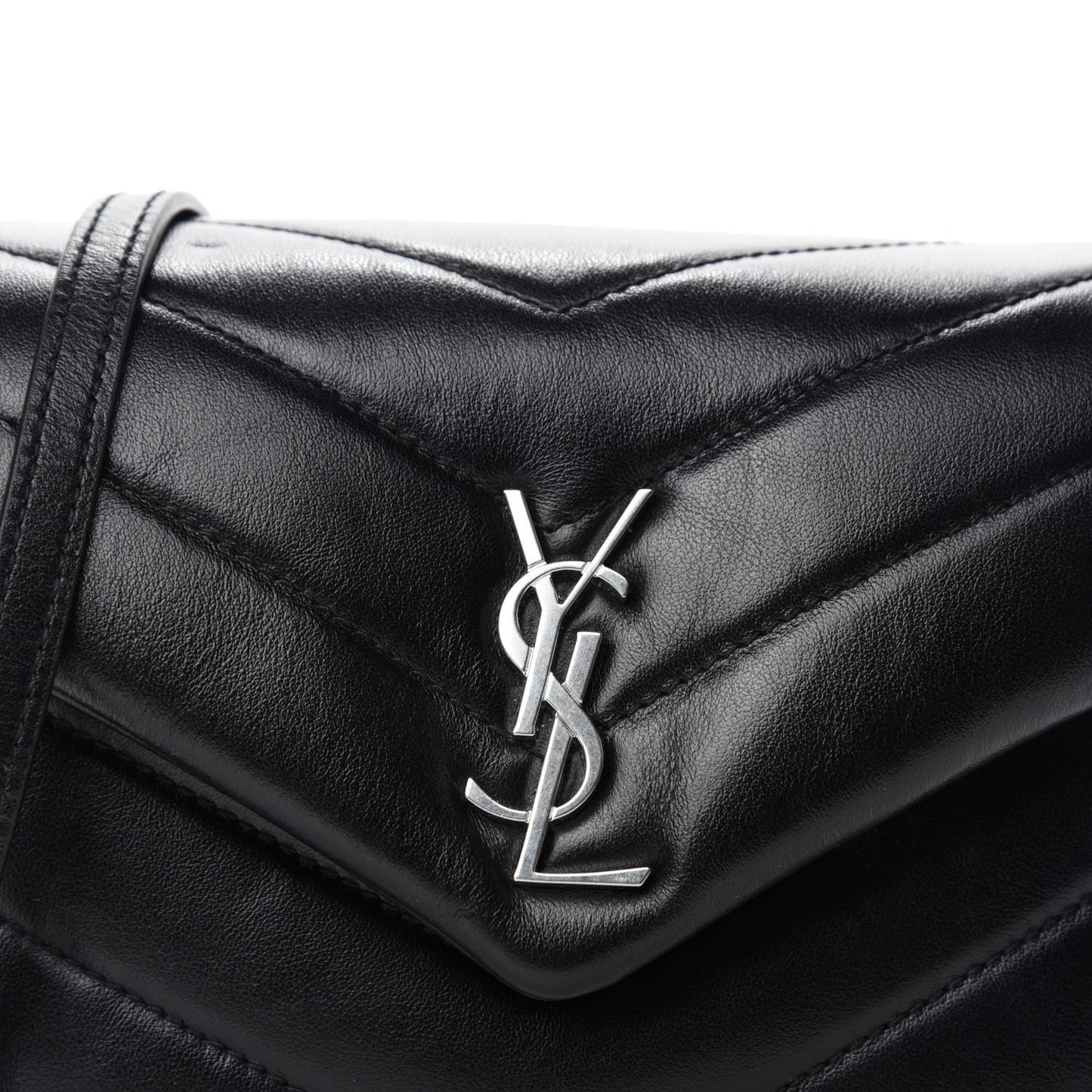 Calfskin Y Quilted Monogram Toy Loulou Crossbody Bag Black