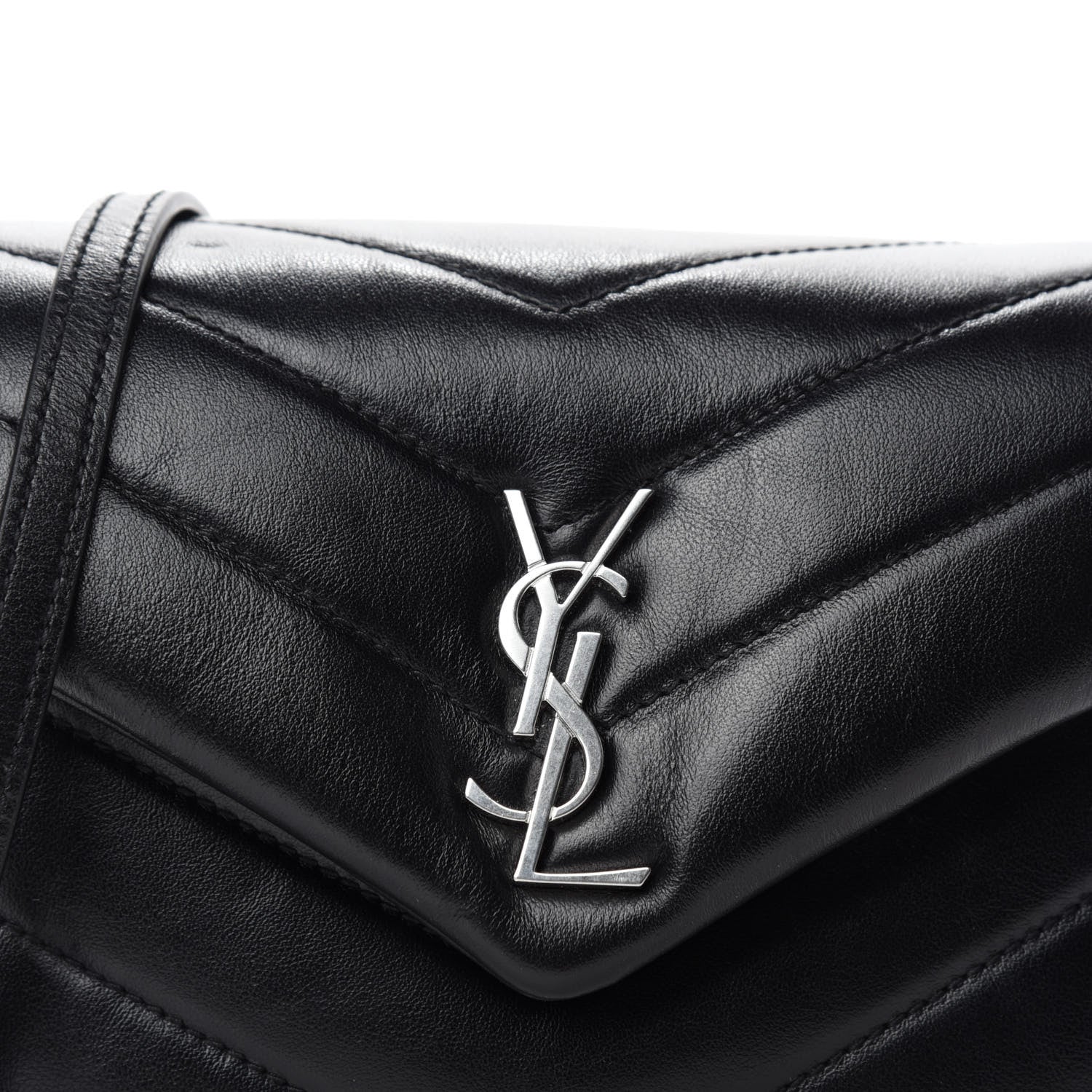 Saint Laurent Calfskin Y Quilted Monogram Toy Loulou Crossbody Bag Black 12 of 13