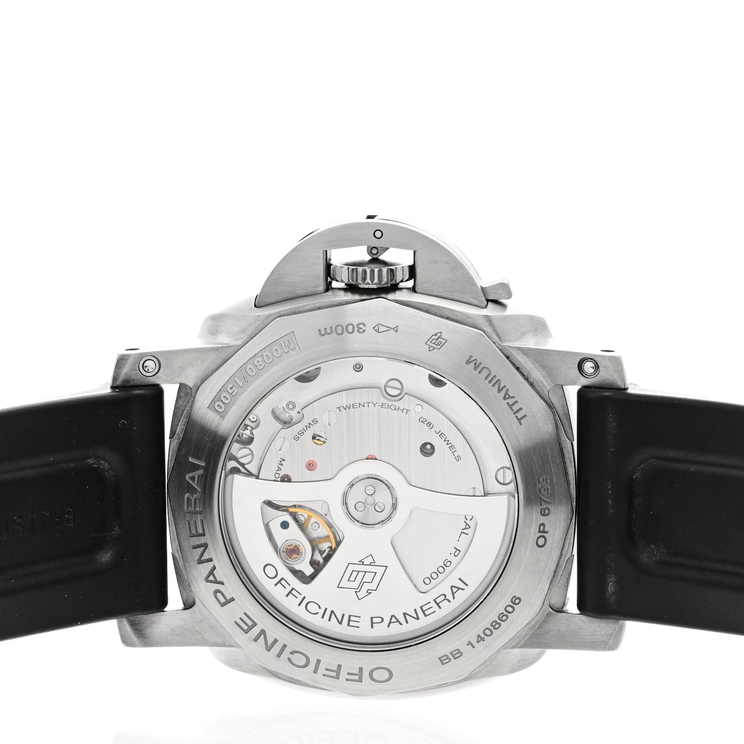 Titanium Rubber 44mm Luminor Marina 1950 3 Days Automatic Watch Black PAM00351
