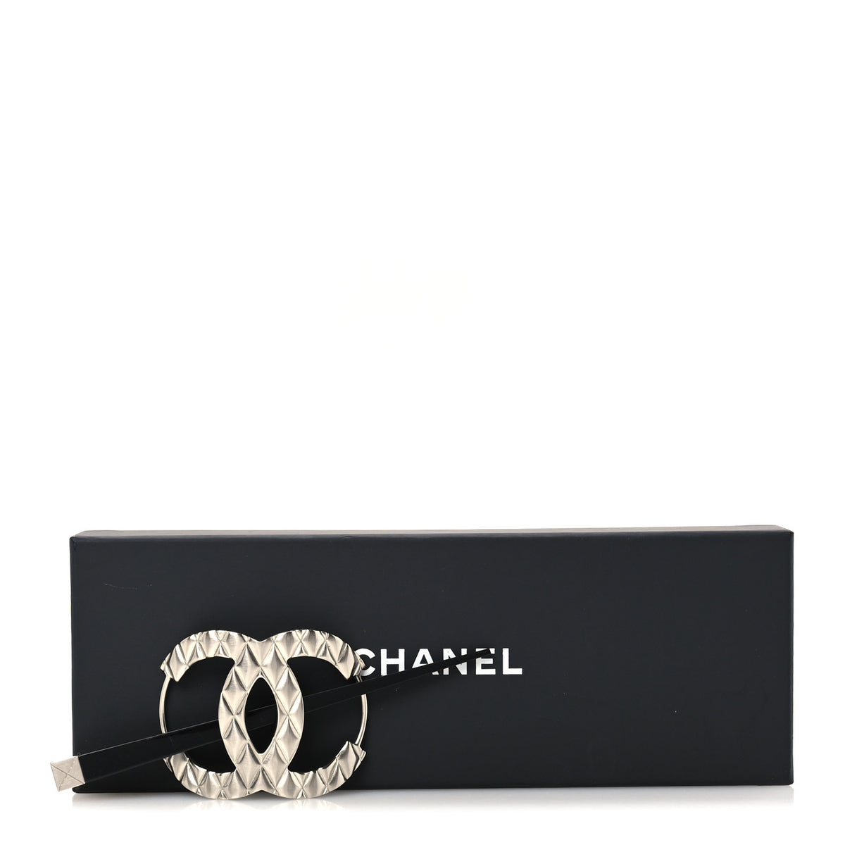 Quilted CC Hair Pin Ruthenium