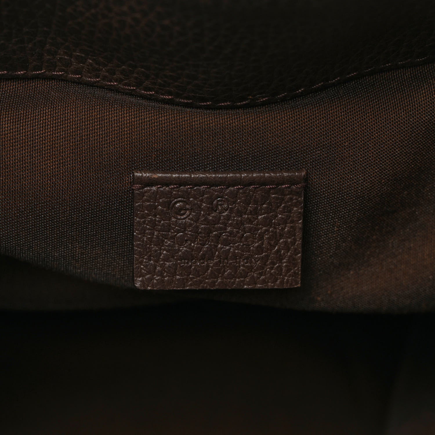 Gucci Monogram Dollar Calfskin O Drawstring Backpack Beige Ebony Testa di Moro Dark Chocolate 7 of 10