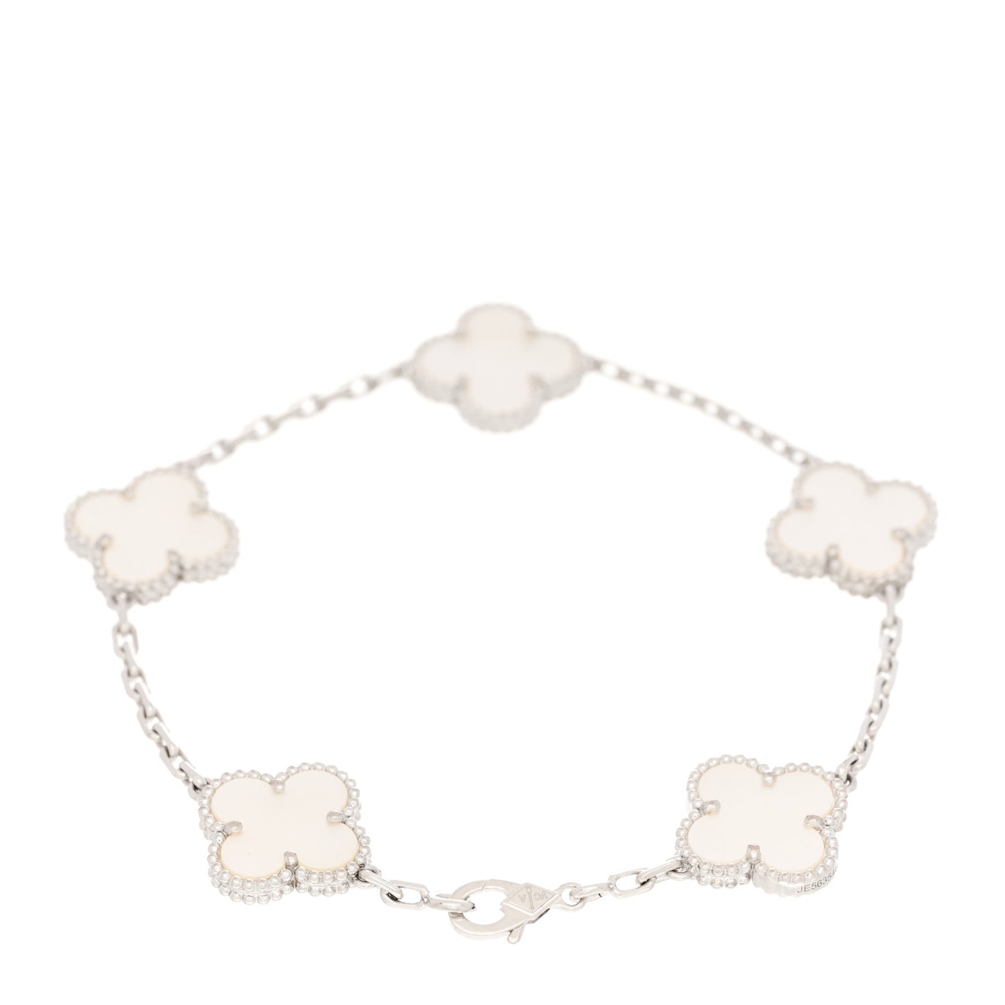 18K White Gold Mother of Pearl 5 Motifs Vintage Alhambra Bracelet