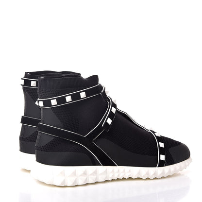 Valentino Garavani Body Tech Knit Free Rockstud Sock High Top Sneakers 40 Black White 3 of 8
