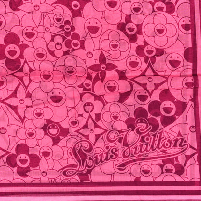 Louis Vuitton Cotton Takashi Murakami Cosmic Blossom Square Scarf Pink 2 of 3