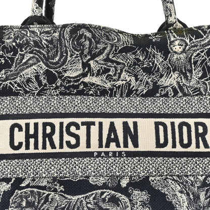 Christian Dior Canvas Embroidered Medium Toile De Jouy Reverse Book Tote Blue 8 of 10