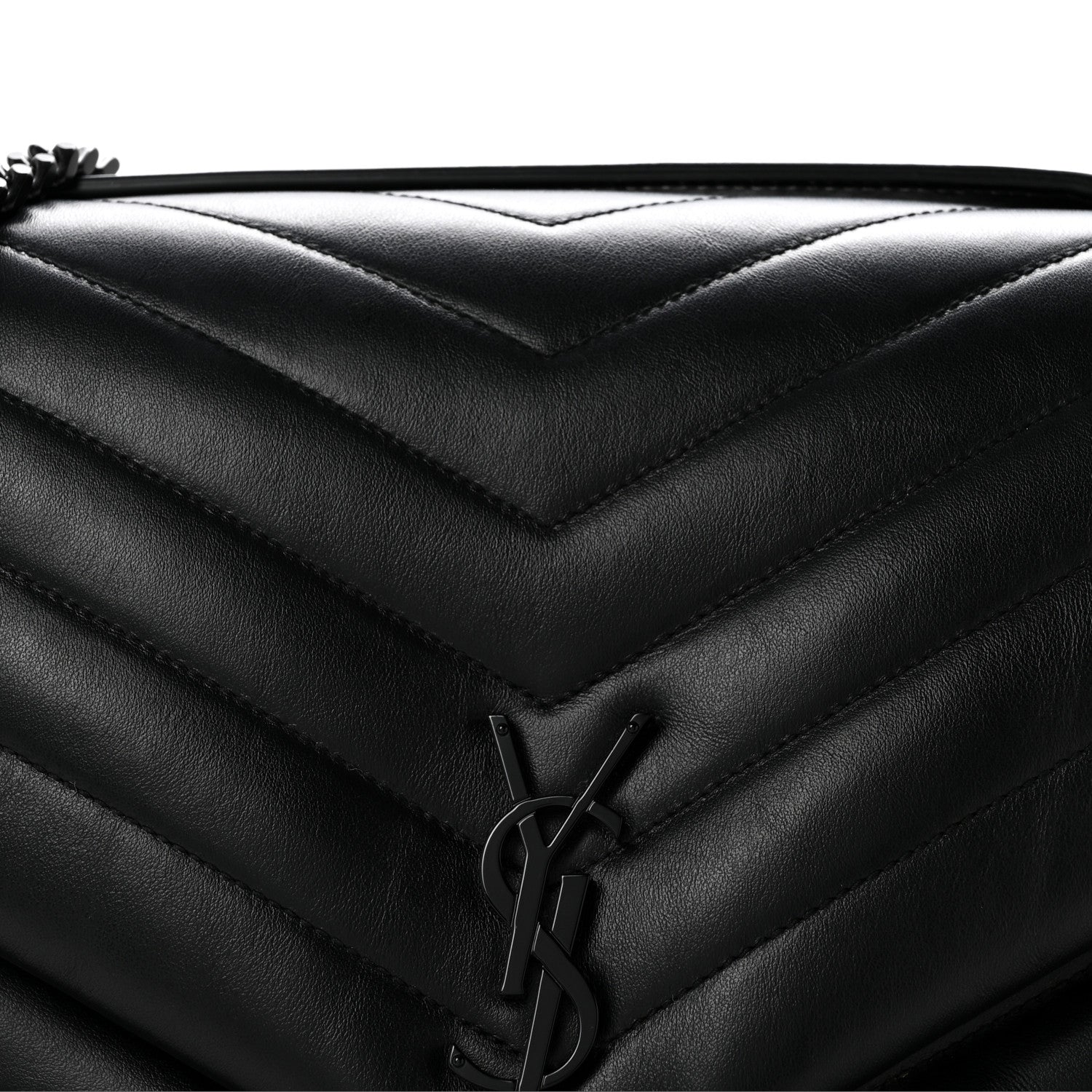 Saint Laurent Calfskin Y Quilted Monogram Monochrome Large Loulou Chain Satchel Black 8 of 14
