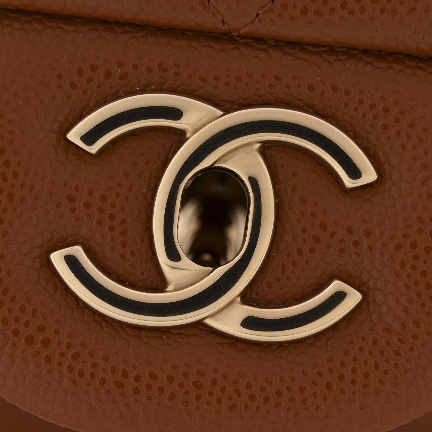 Caviar Quilted Jumbo Double Flap Light Brown