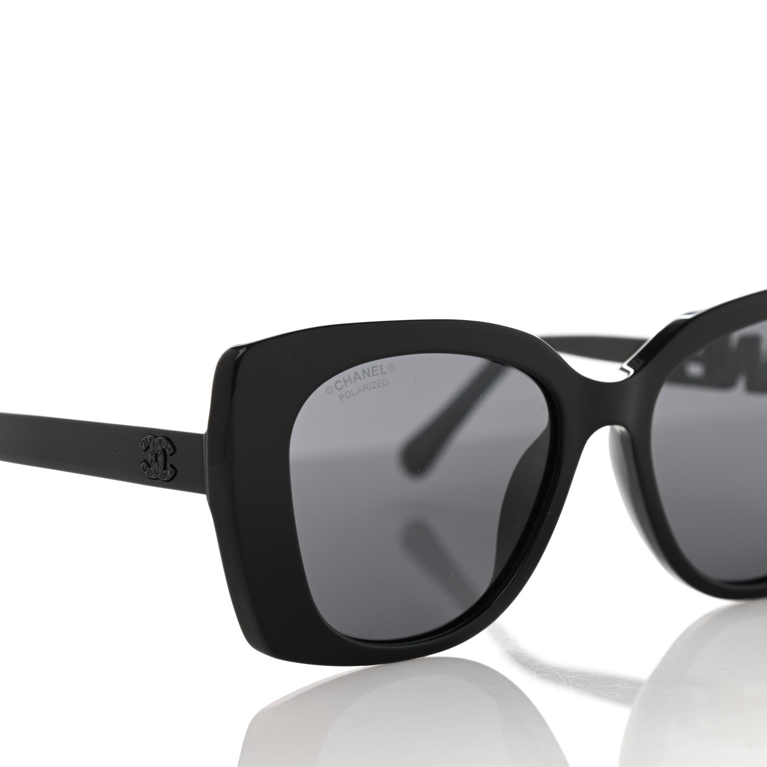 Chanel Acetate Strass Polarized Square Sunglasses 5422-B Black 7 of 8