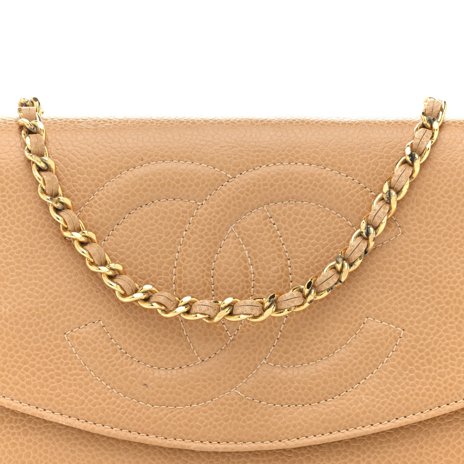 Chanel Caviar Timeless CC Wallet on Chain WOC Beige 9 of 17