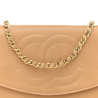 Chanel Caviar Timeless CC Wallet on Chain WOC Beige 9 of 17