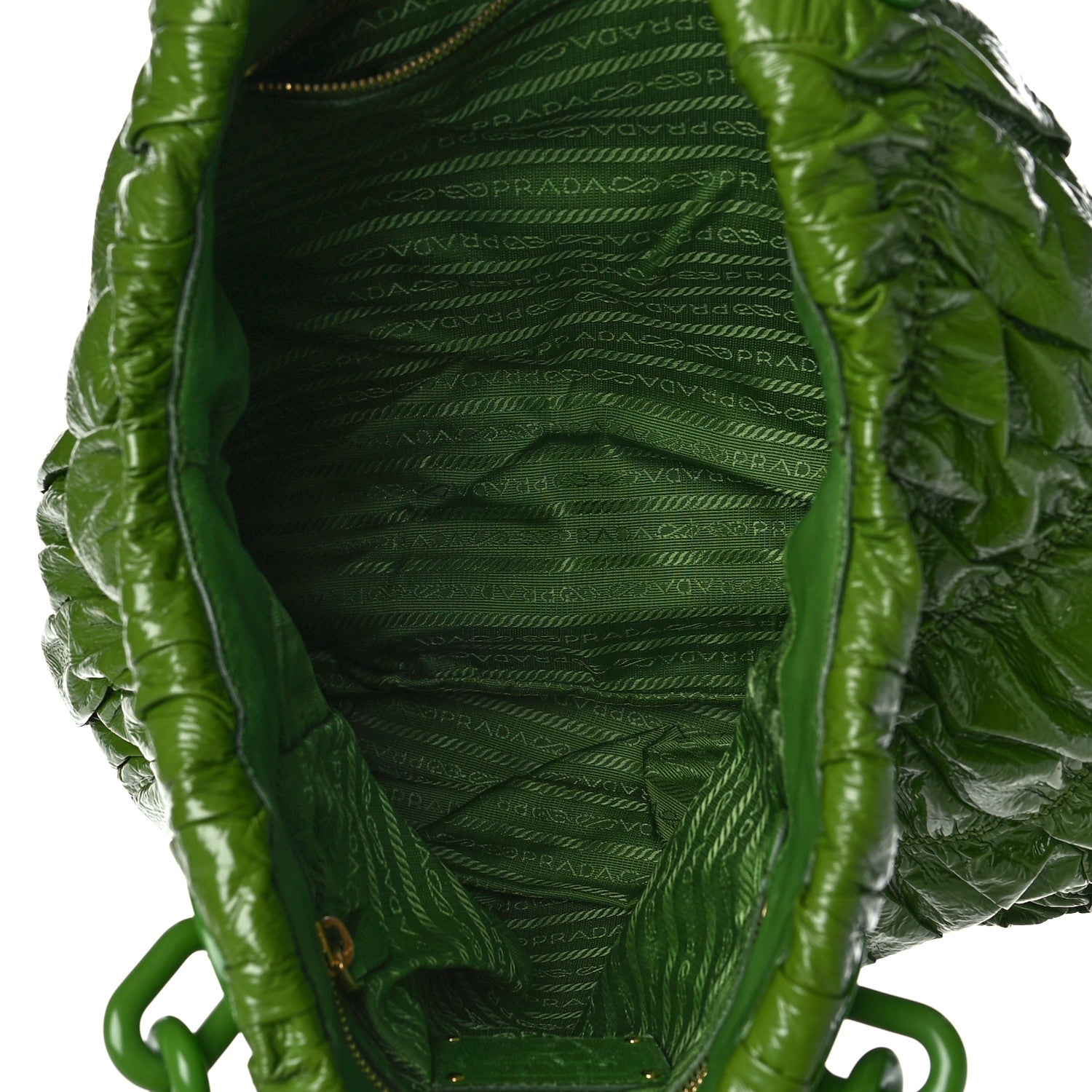Prada Vernice Gaufre Tote Green 5 of 8