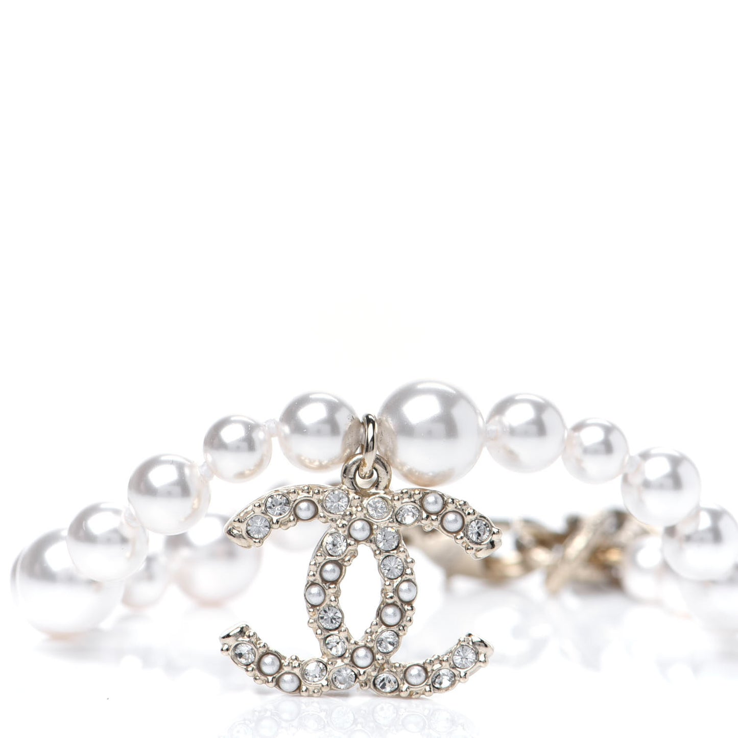 Pearl Crystal CC Bracelet Gold