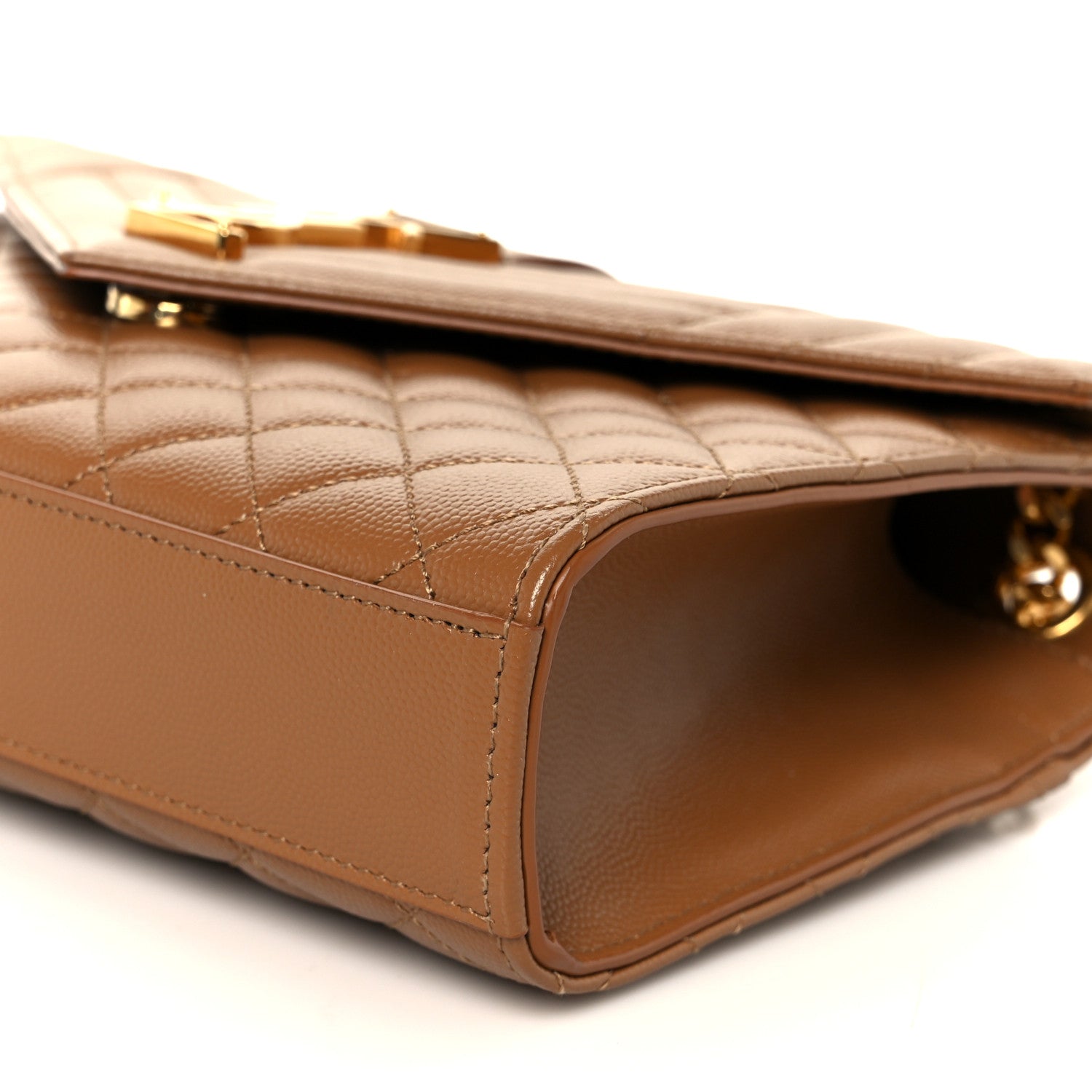 Saint Laurent Grain De Poudre Textured Mixed Matelasse Triquilt Medium Monogram Satchel Dark Natural 11 of 12