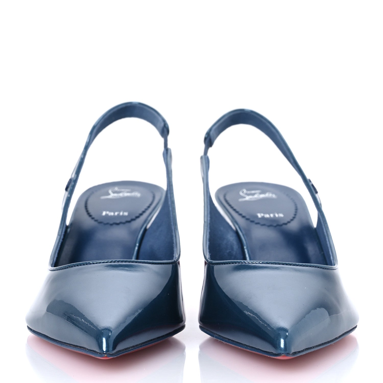 Christian Louboutin Patent Sporty Kate Slingback 55 Pumps 40 Denim 3 of 10